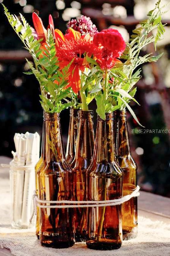 Rustic Beer Bottle Centerpiece