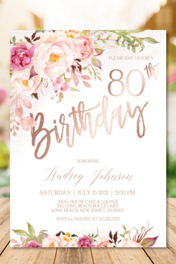 80th Birthday Party Invitation