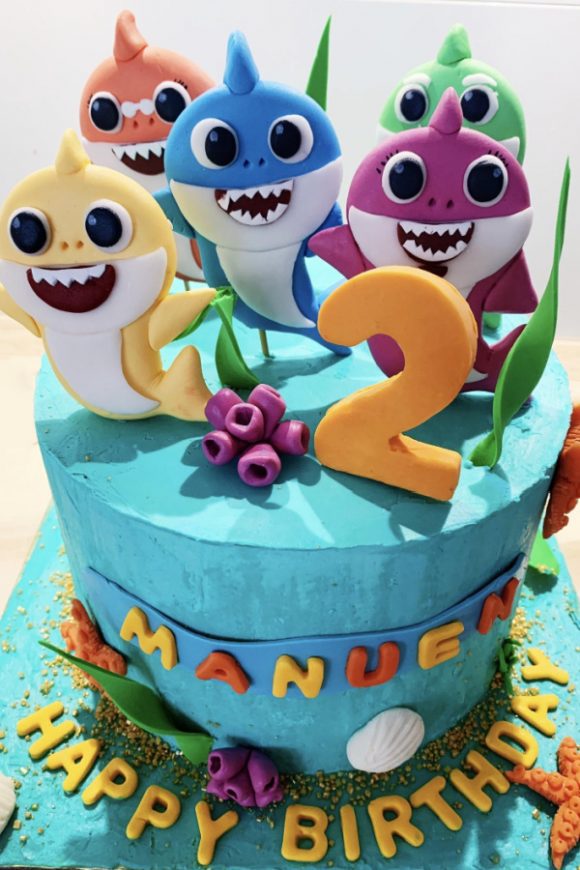 Fondant Baby Shark Birthday Cake Toppers