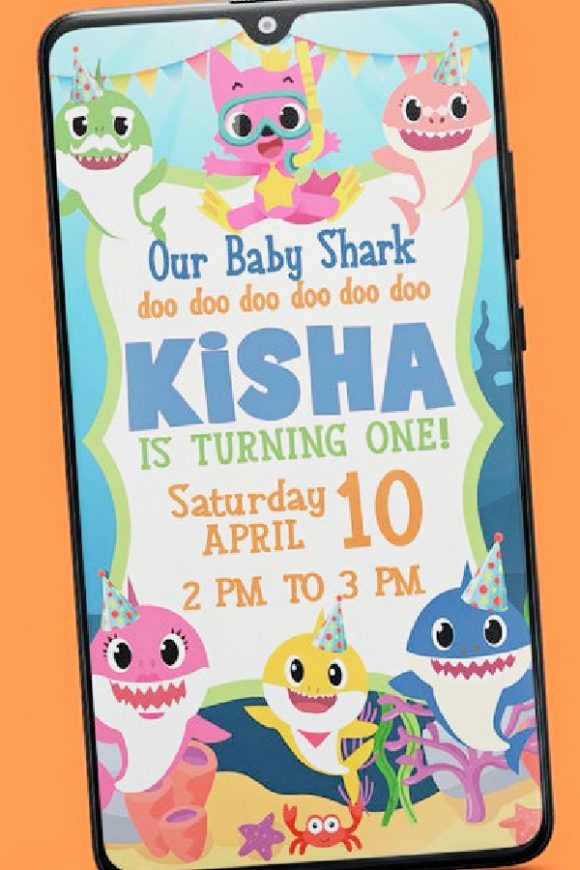 Digital Baby Shark party Invitation