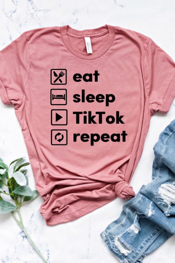 TikTok Party Supplies - 'Eat, Sleep, TikTok, Repeat' T-Shirt