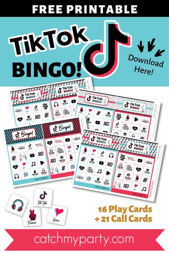 TikTok Party Supplies - Free Printable TikTok Bingo