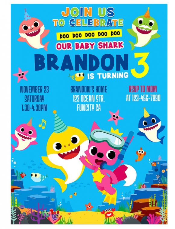 Baby Shark party Invitation