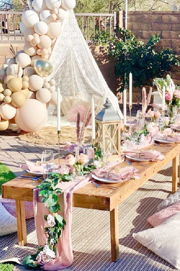 Boho Picnic 40th Birthday Party Theme | CatchMyParty.com Boho Picnic 40th Birthday Party