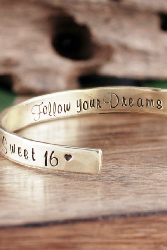 Personalized Sweet 16 Cuff Bracelet