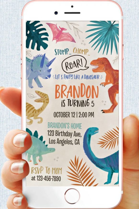 Digital Dinosaur Party Invitation