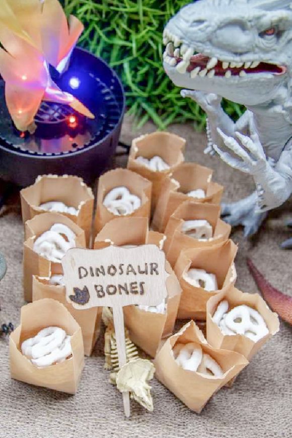 White Chocolate covered Pretzel Dino Bones