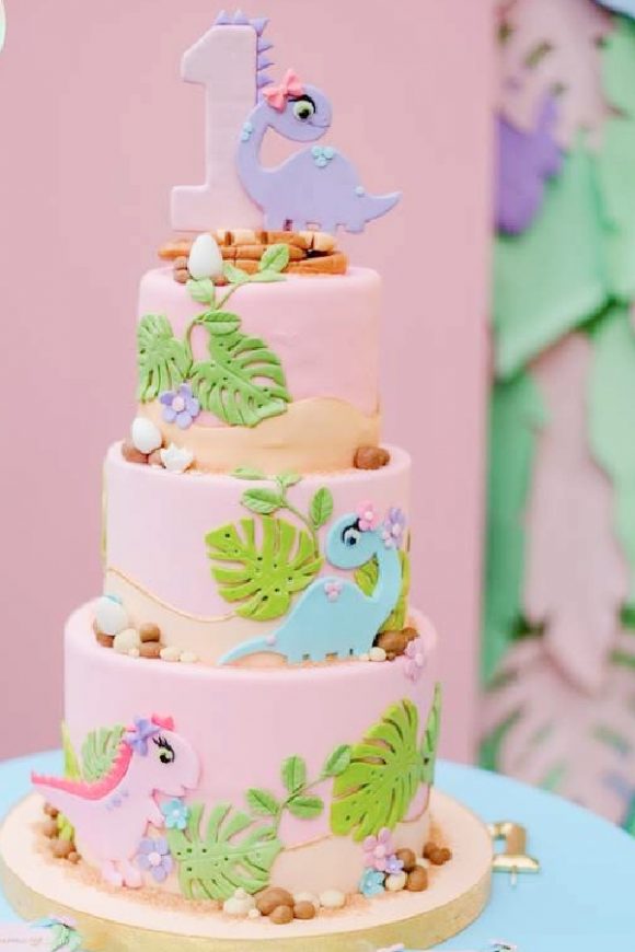 Girl Dinosaur Birthday Cake