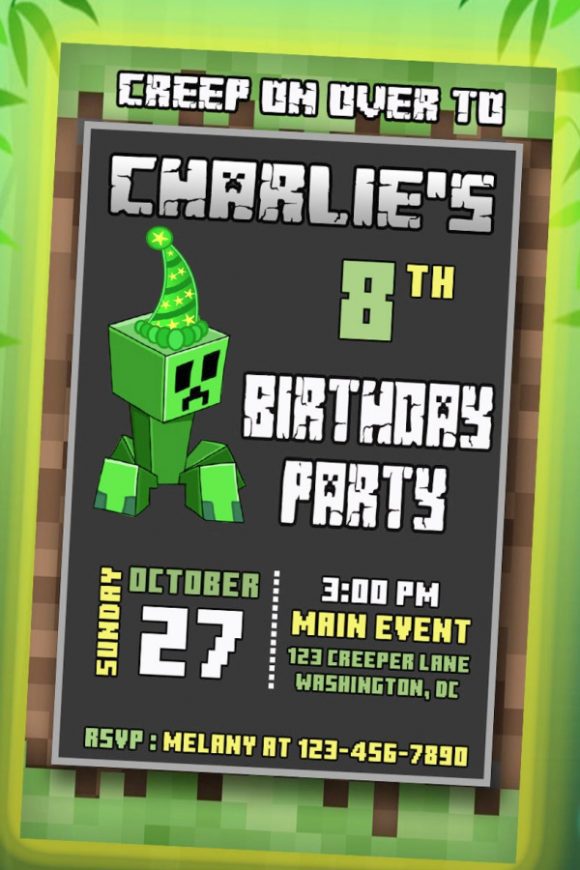 Creeper Birthday Party Invitation