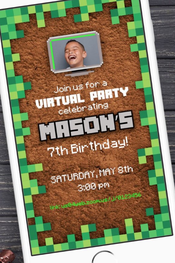 Digital Minecraft Party Invitation