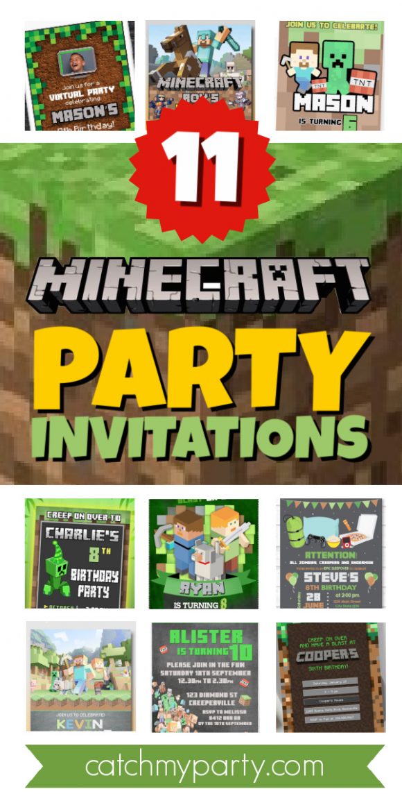 Collage of the best Minecraft party invitations