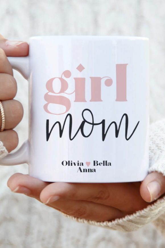 Personalized Girl Mom Coffee Mug