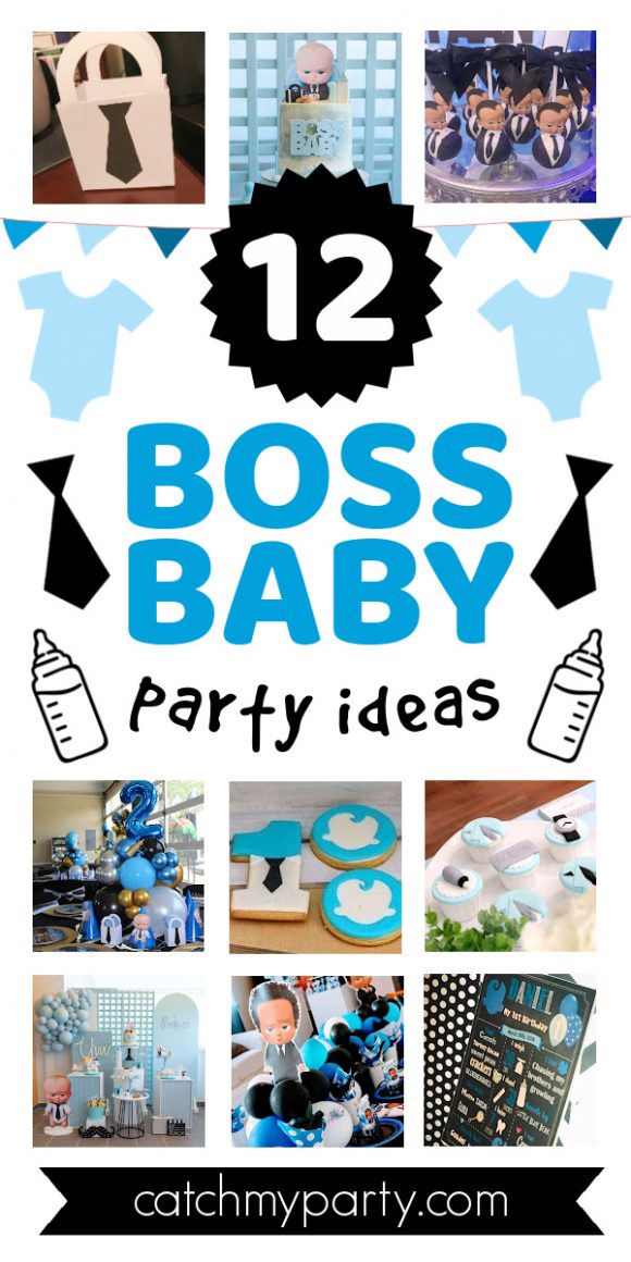 Collage of 12 Fab Boss Baby Party Ideas
