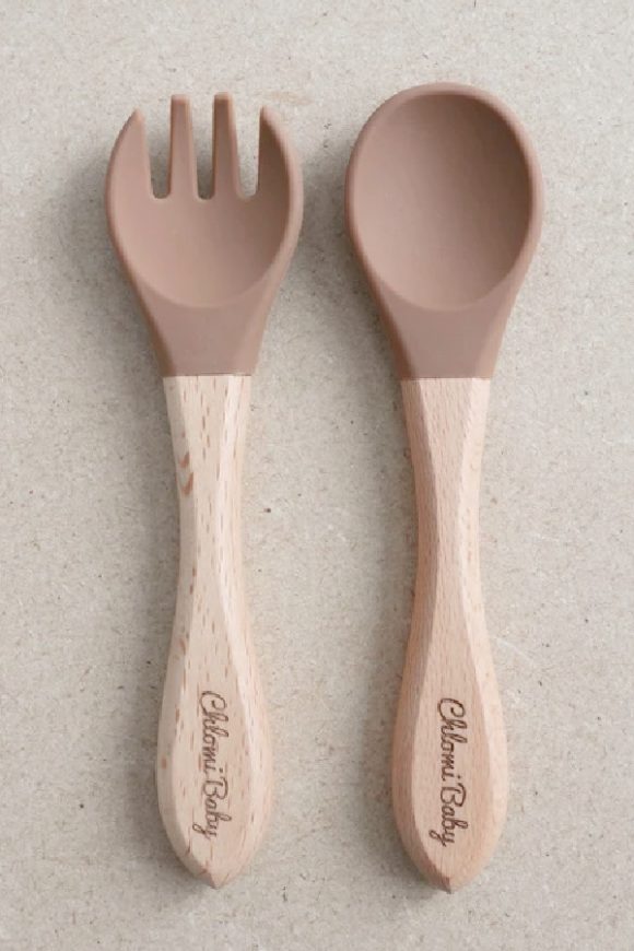 Personalized Wooden Silicone Training Utensils