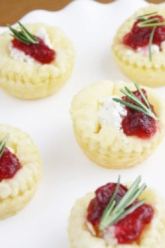 Fantastic Christmas Food and Drink Ideas - Puff Pastry Cranberry Herb Cheese Bites Recipe | CatchMyParty.com Puff Pastry Cranberry Herb Cheese Bites Recipe