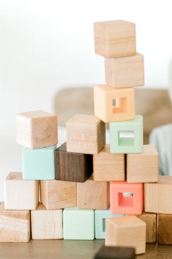 Silicone and Wooden Stacking Blocks