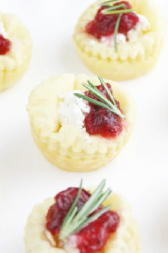 Puff Pastry Cranberry Herb Cheese Bites | CatchMyParty.com Puff Pastry Cranberry Herb Cheese Bites