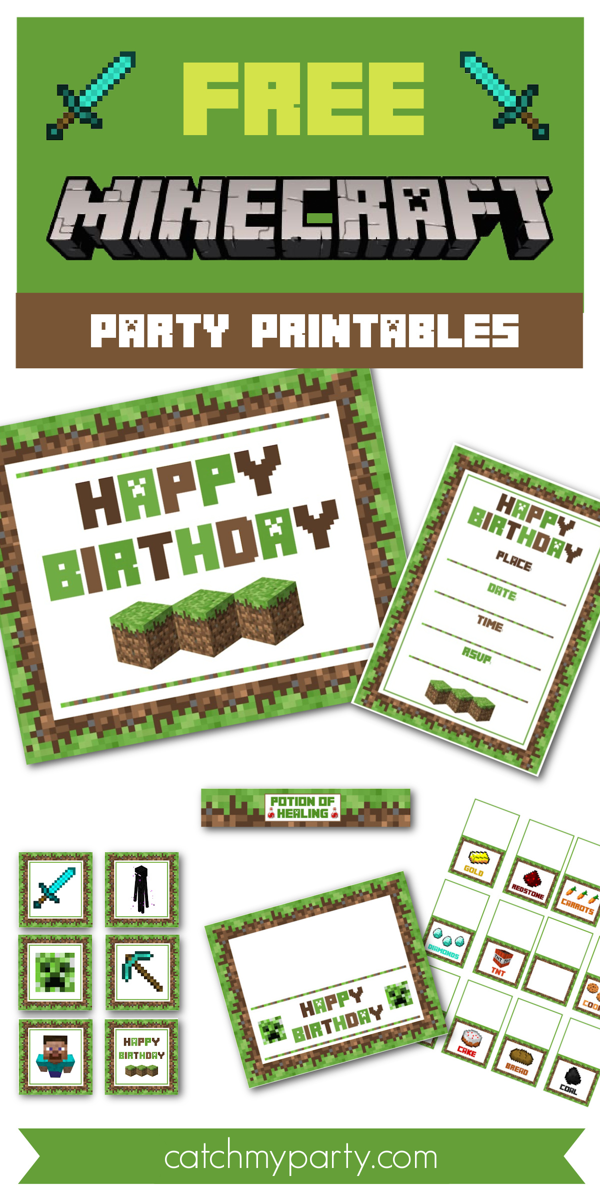 Download These Awesome FREE Minecraft Party Printables!