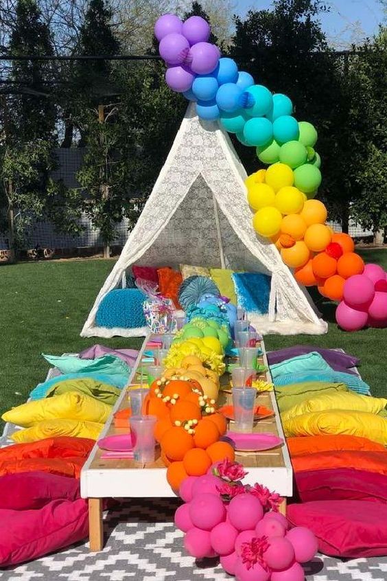 Colorful Rainbow Picnic Party