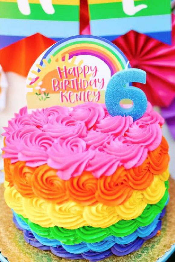 Colourful Rainbow Birthday Cake