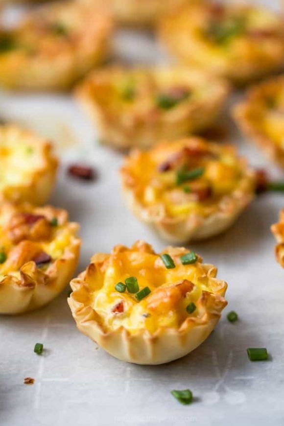 Ham & Cheese Mini Quiches | CatchMyParty.com Ham & Cheese Mini Quiches