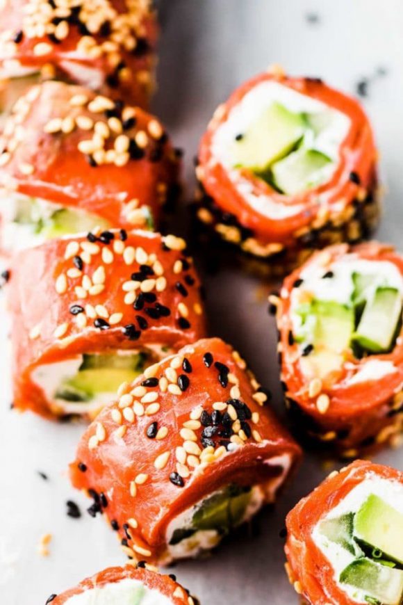 Tzatziki Avocado Salmon Rolls | CatchMyParty.com Tzatziki Avocado Salmon Rolls