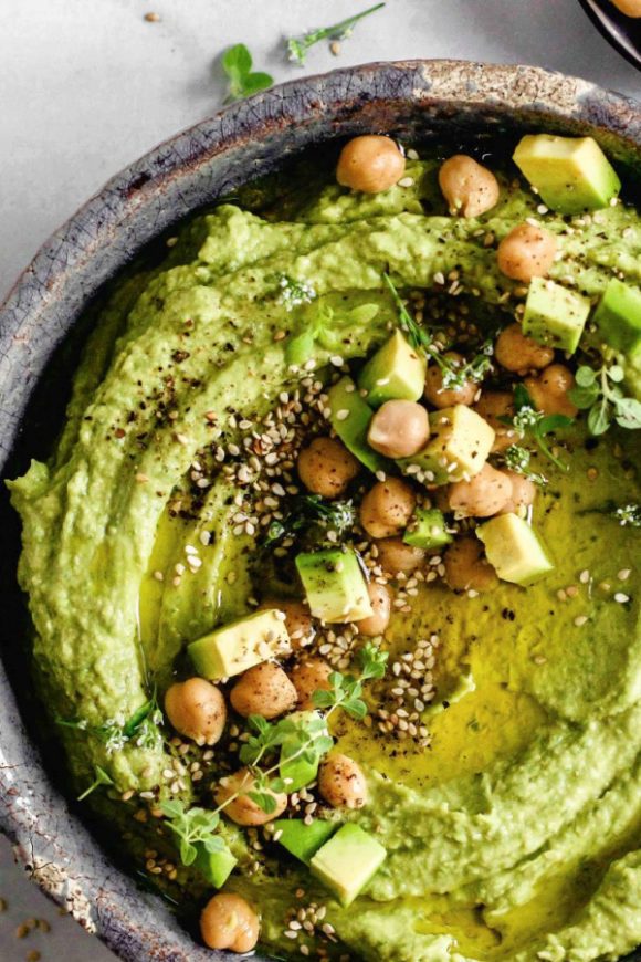 Avocado Spinach Hummus | CatchMyParty.com Avocado Spinach Hummus