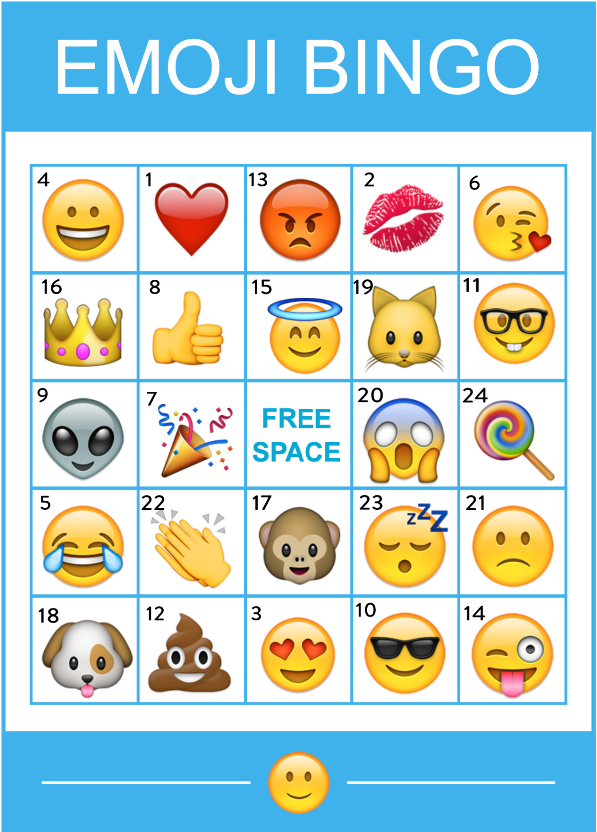 FREE Printable Emoji Bingo Card — Fun Party Game for Kids & Teens FREE Printable Emoji Bingo Card — Fun Party Game for Kids & Teens