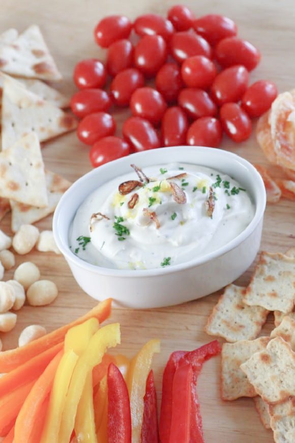 Lemon Chive Goat Cheese Dip | CatchMyParty.com Lemon Chive Goat Cheese Dip