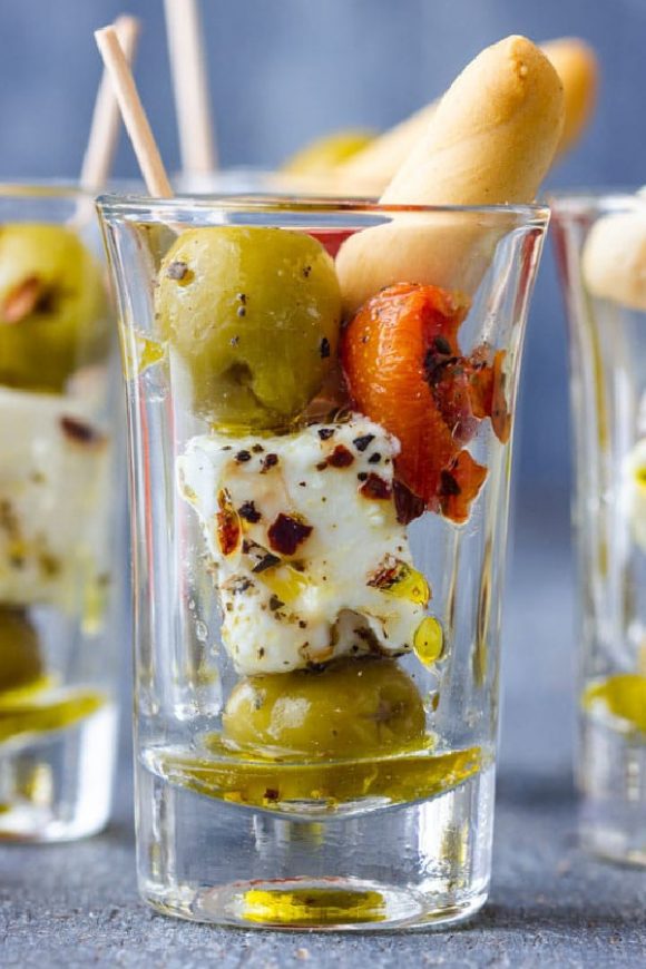 Olive and Feta Shooters | CatchMyParty.com Olive and Feta Shooters