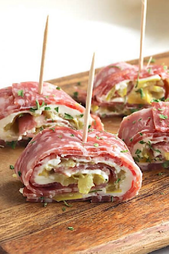 Salami Pinwheels | CatchMyParty.com Salami Pinwheels