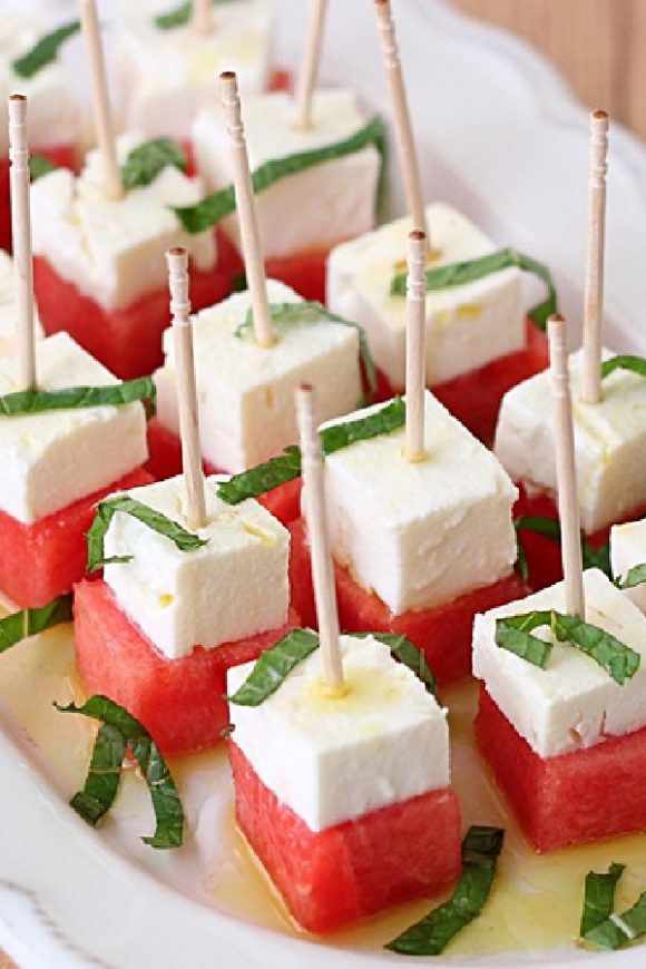 Watermelon and Feta Bites | CatchMyParty.com Watermelon and Feta Bites