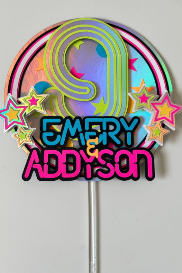 Neon Cake Topper | CatchMyParty.com Neon Cake Topper