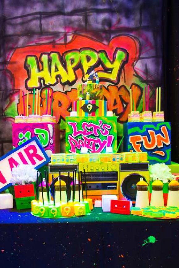 Neon Hip-Hop Graffiti Party | Catchmyparty.com Neon Hip-Hop Graffiti Party