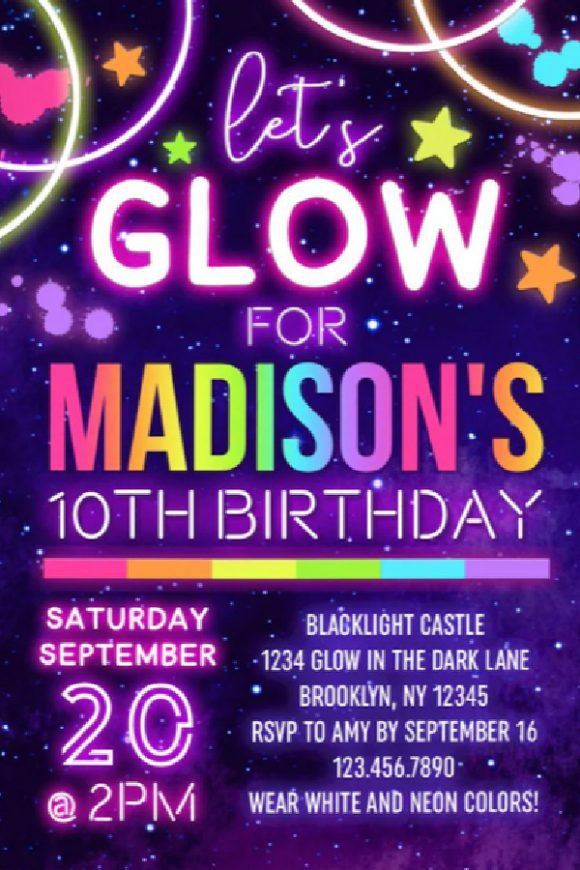 Let's Glow Party Invitation | Catchmyparty.com Let's Glow Party Invitation