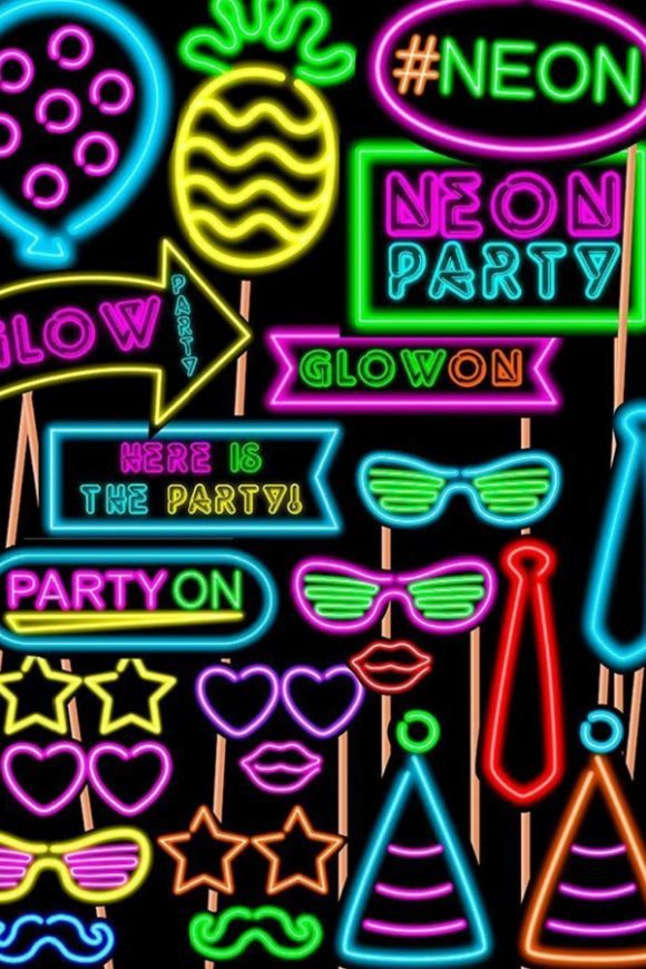 Neon Photo Booth Props | CatchMyParty.com Neon Photo Booth Props