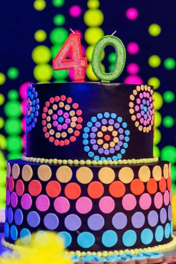 Spotty Neon Cake | CatchMyParty.com Spotty Neon Cake