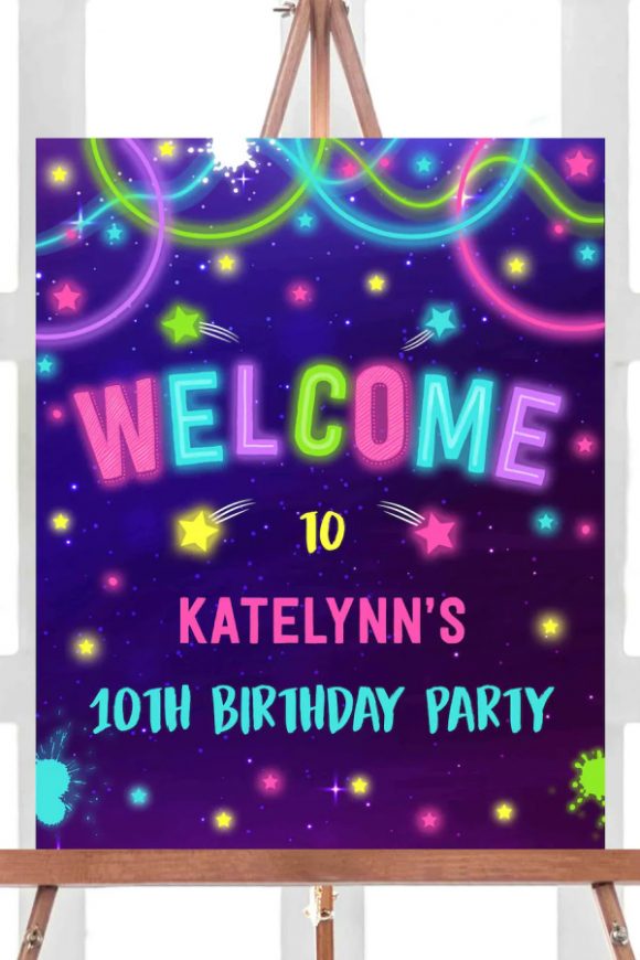 Neon Party Welcome Poster | CatchMyParty.com Neon Party Welcome Poster