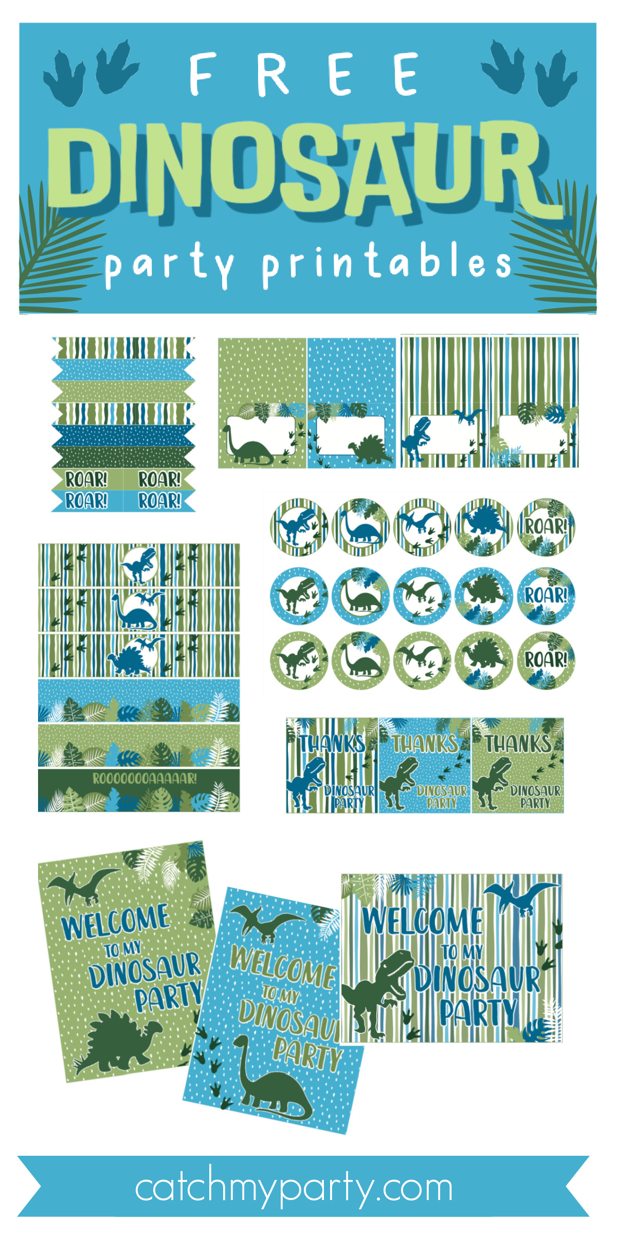Download These Free Dinosaur Birthday Party Printables NOW! - The Catch ...