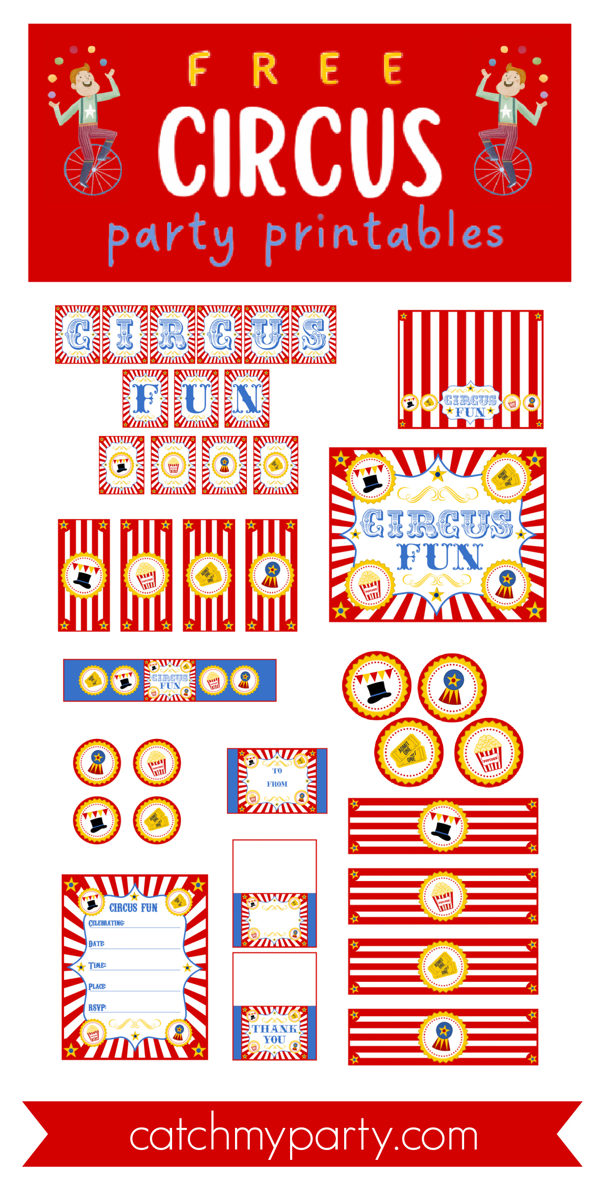 Retro Circus Party Printables (FREE Download)!
