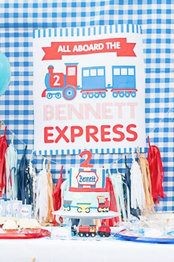 Train 2nd Birthday Parties | CatchMyParty.com Train 2nd Birthday Parties