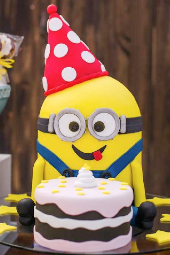 Partying Minion Birthday Cake
