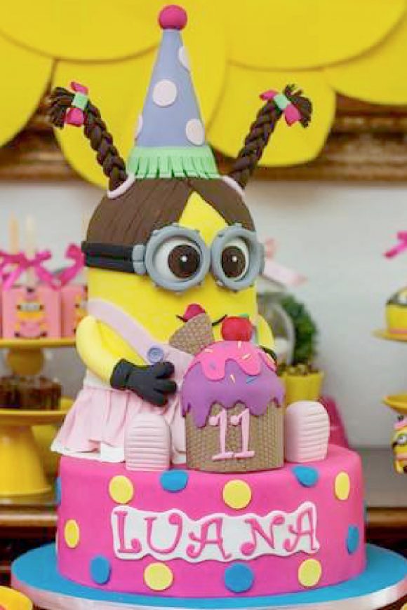 Girly Minion Birthday Cake