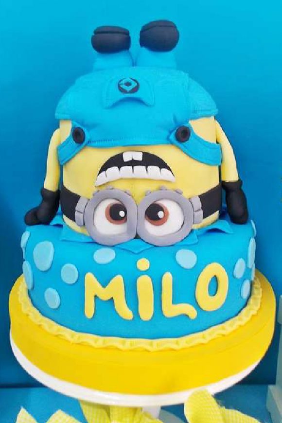 Upside Down Minion Birthday Cake