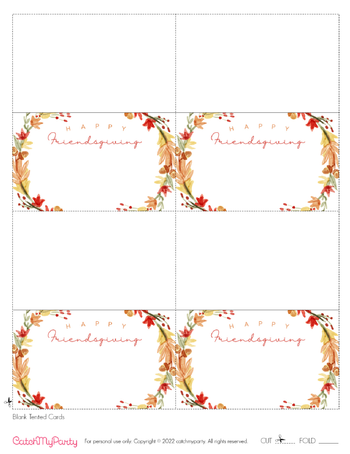 Download these FREE Friendsgiving Printables - Friendsgiving Blank Tented Cards