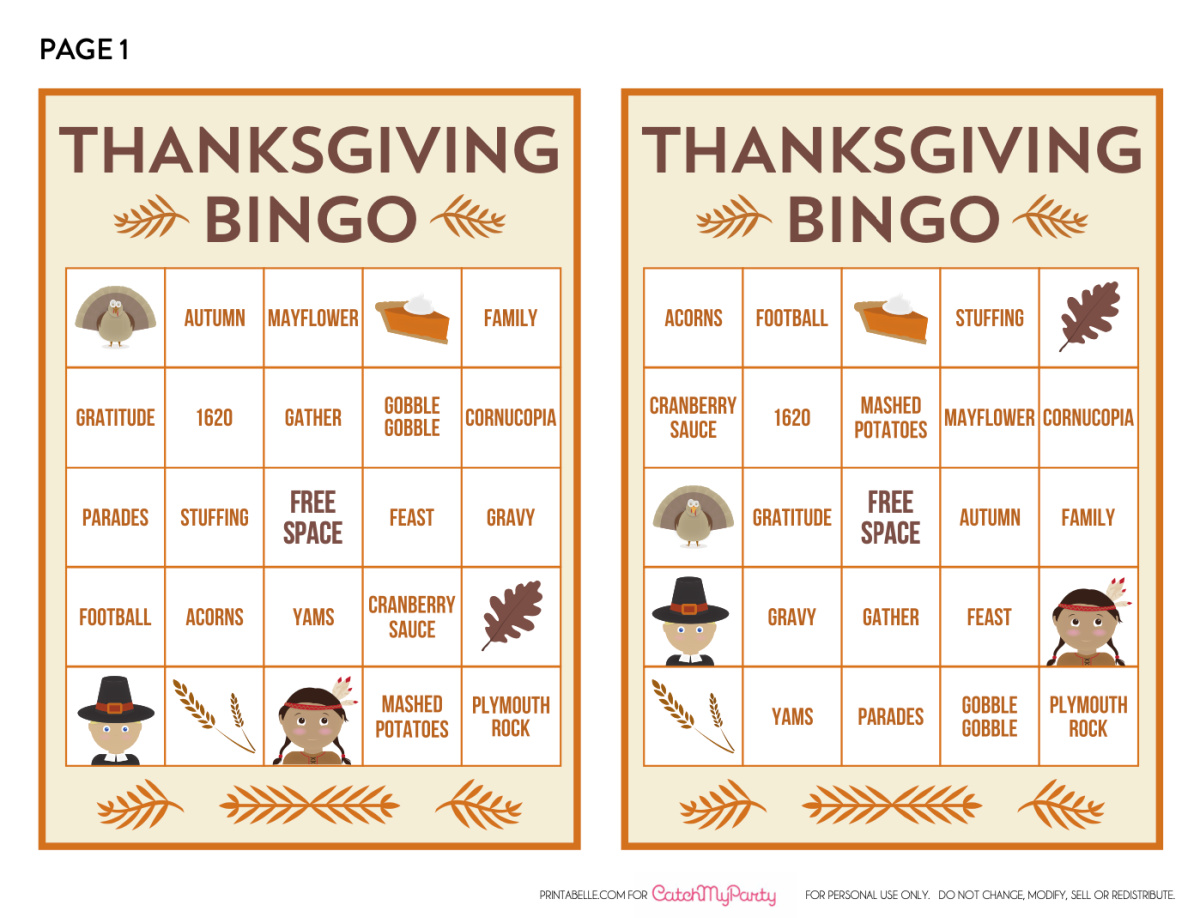 FREE Printable Thanksgiving Bingo Game (10 Cards)🦃