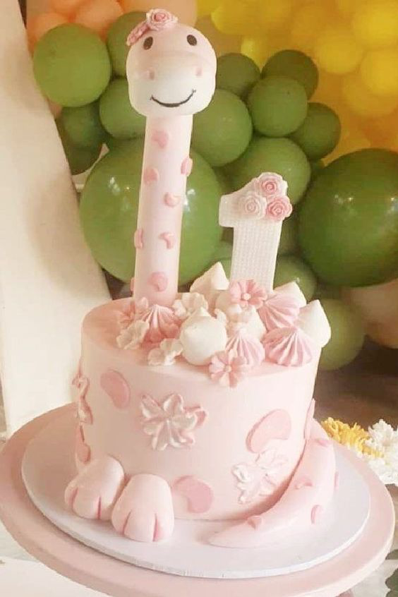 Cute Pink Girly Dino Cake