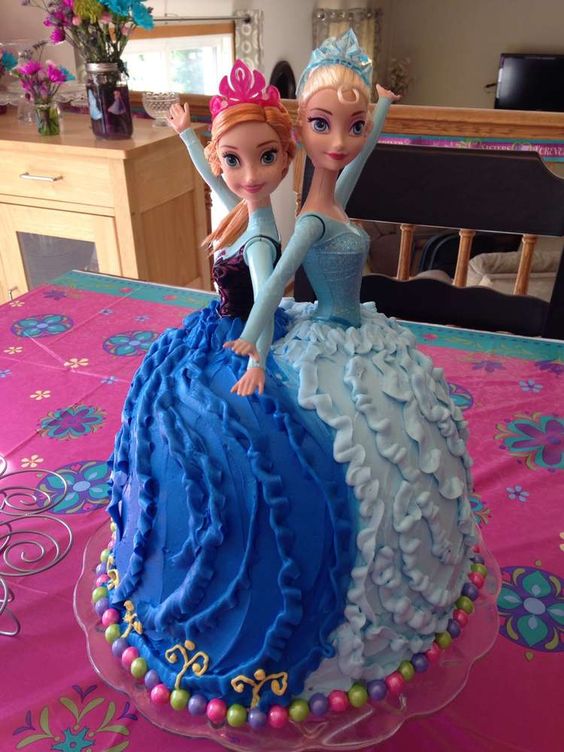 Anna and Elsa Doll Birthday Cake