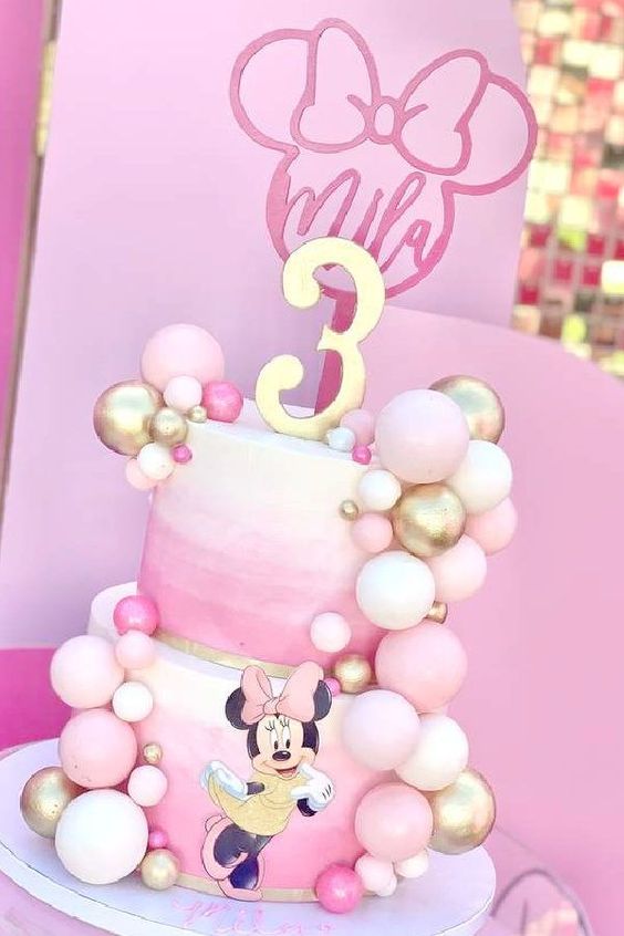 Bubbly Minnie Mouse Birthday Cake