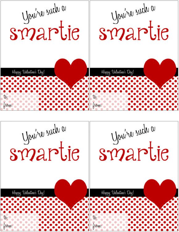 Free "Smartie" Classroom Valentines Printable